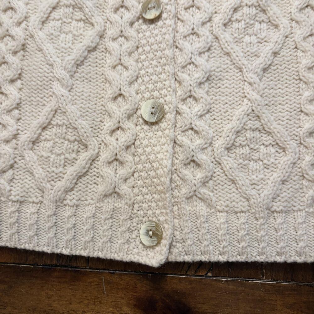 Aran Crafts Sweater Cardigan Womens Medium White 100% Merino Wool Ireland - Picture 6 of 9